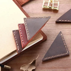 Dreamtop DTF283 fashion triangles readers bookmark crazy horse cowhide leather bookmark blank
