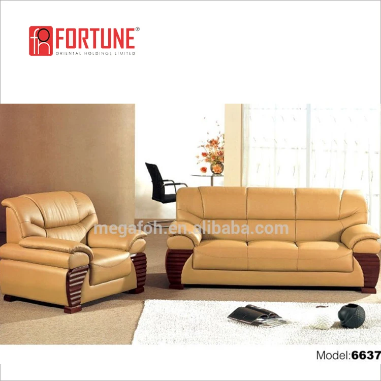 Dubai Luxury Beige Italian Office Sofa Comfortable Sofa Leather Sofa(FOH-6637)