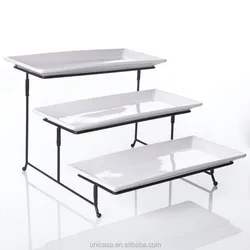 White Stand Ware Porcelain Dishes Plates Bowl Ceramic Nuts Trays Pie Dish Used Restaurant 3 Tier Serving Tray