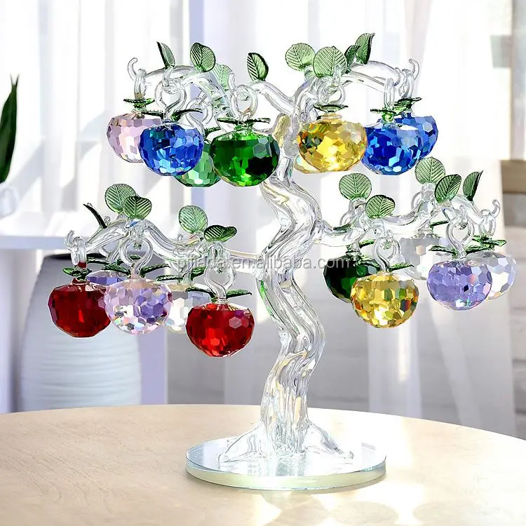 Factory directly sale Business gifts K9 crystal apple tree for wedding decoration