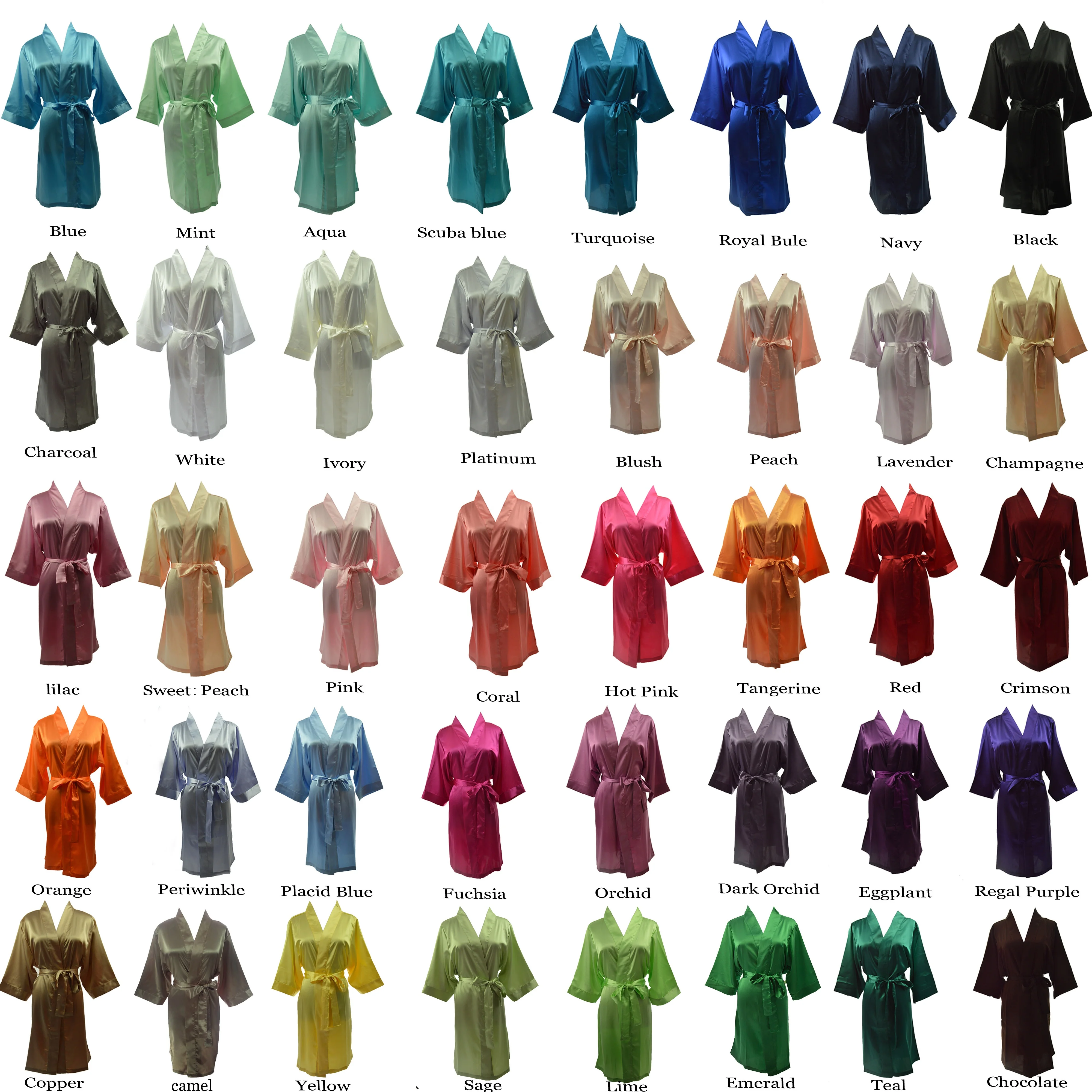 40colors available Cheap promotion gift kimono satin bath robes