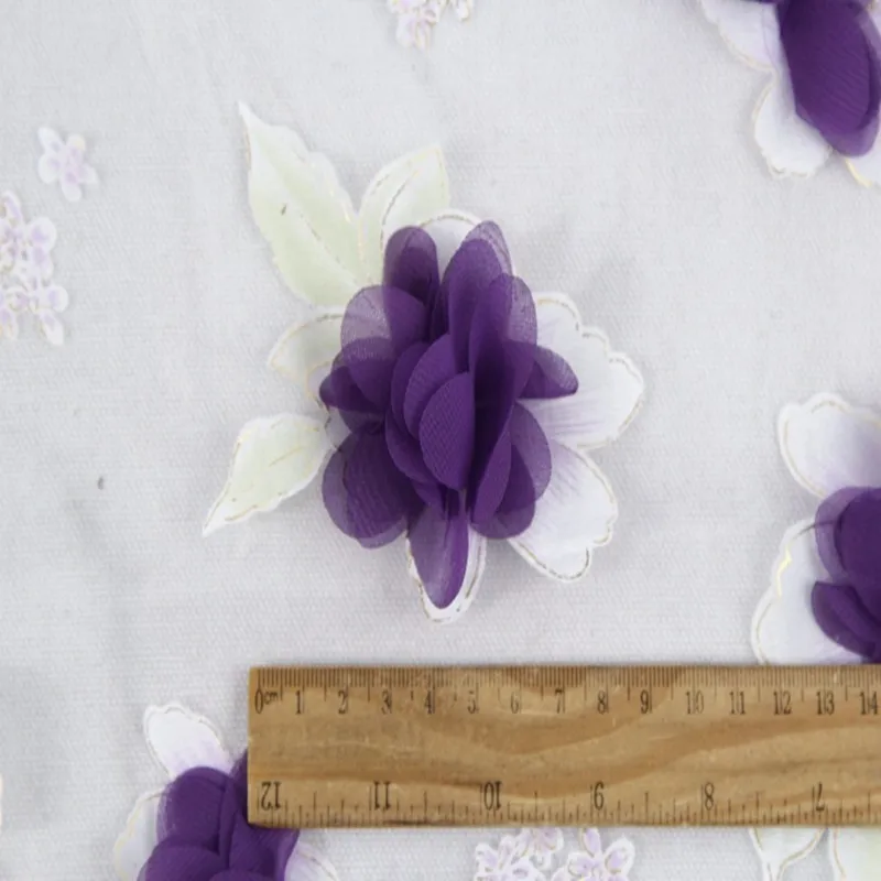 Best price softetxile digital printed 3d flower embroidered organza fabric for women dresses