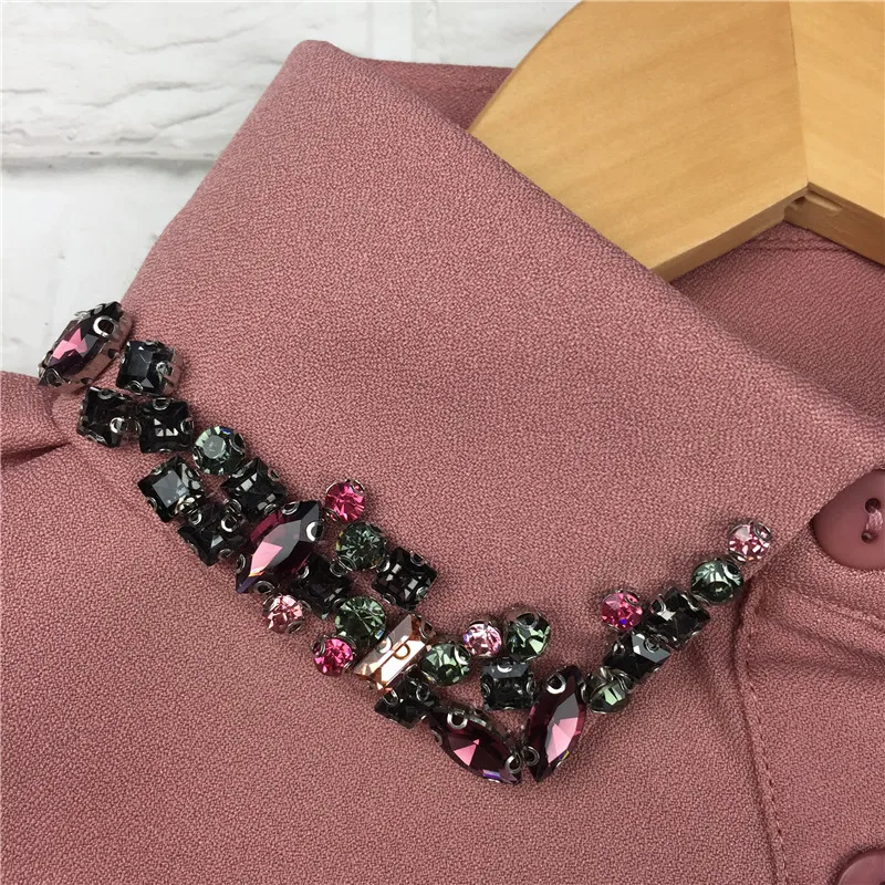 
New Detachable Blouse Half Shirts Elegant Fashion Women Fake Collar with Rhinestone 