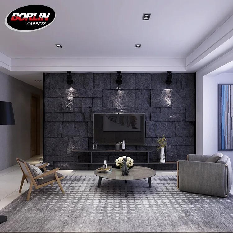 Black And White Polyester Shaggy Carpet 160X230 Room Rug