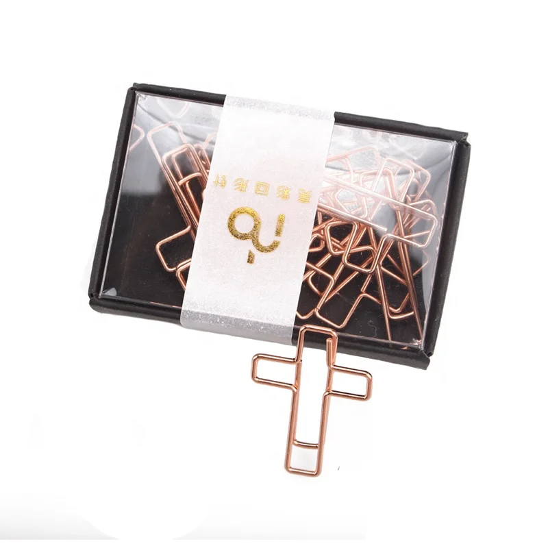 Office Supplies Gold Rose Shaped Metal Paper Clips Custom