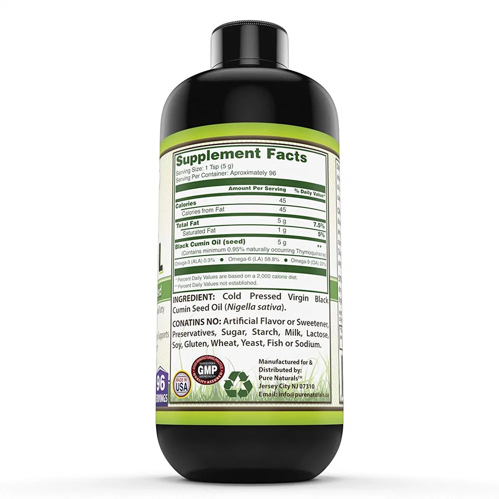 Natural Dietary bangladesh 100% pure organic cold pressed black seed oil
