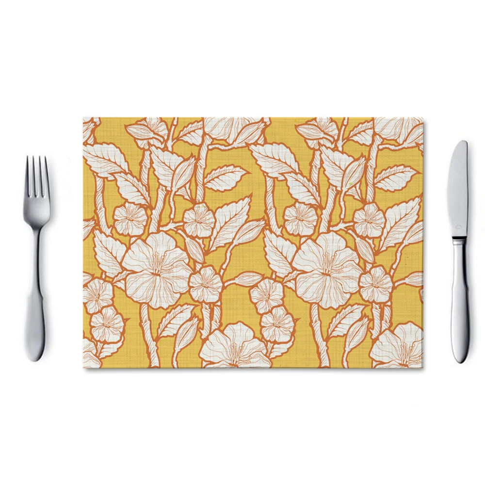 Fashion Customized Waterproof Fabric Placemats Sublimation Print Dining Table Place Mats