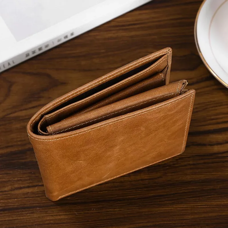 2021 Best coin slot wallet vintage genuine leather mens coin sorter wallet