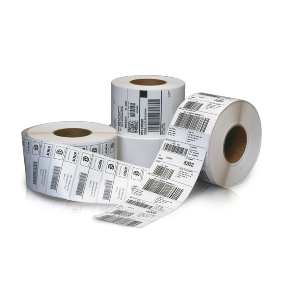Упаковка разных размеров рулон бумаги с покрытием Переводные прозрачные печатные наклейки для штрих-кодов серийные номера упаковочные этикетки