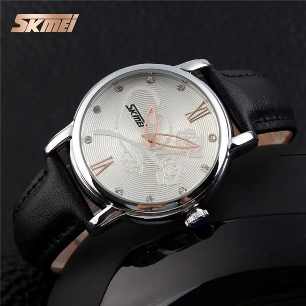 2016 Best selling custom personal brand Genuine Leather band diamond dial wrist watch women #9095