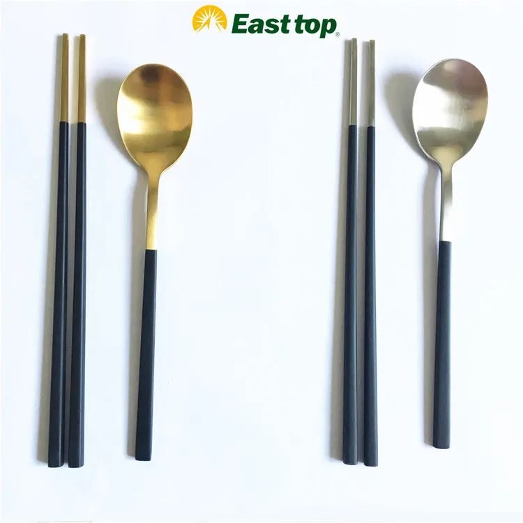 Stainless steel chopsticks spoon Korean flatware set fashion cutlery stocked