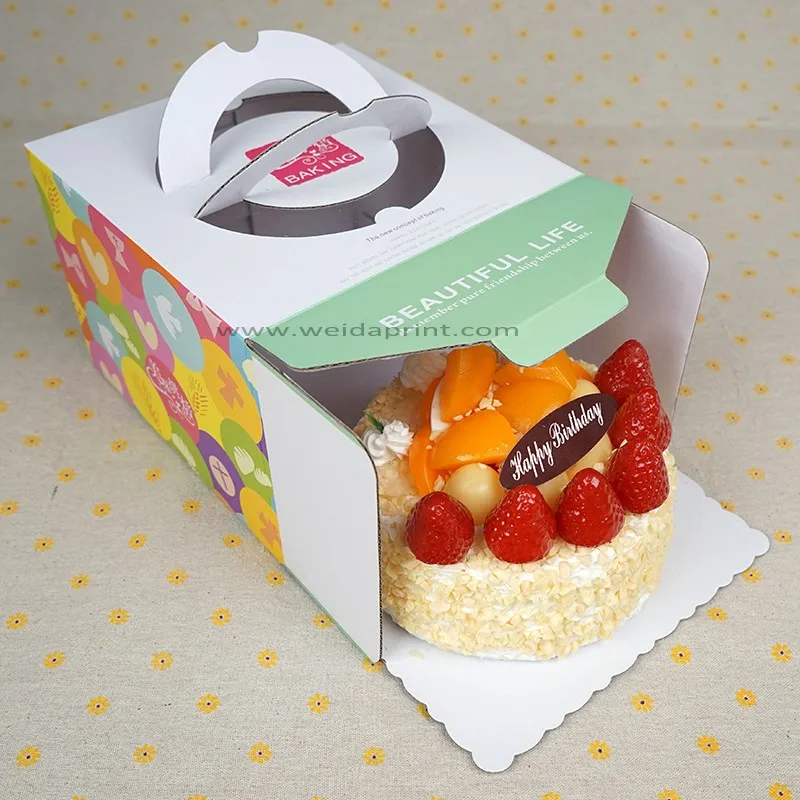 Cake Boxes 10 Inch Bakery Box with Handle and Viewing Window for Cakes,Cupcakes,Cookies Donuts,Pastries, Custom Design Cake Box