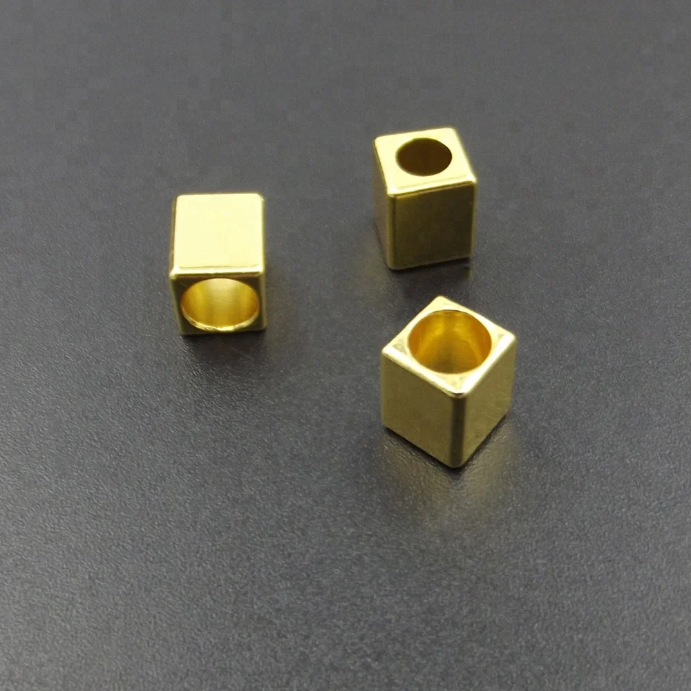 Cord End cuboid Gold/Silver Alloy string  End Stoppers For swimwear