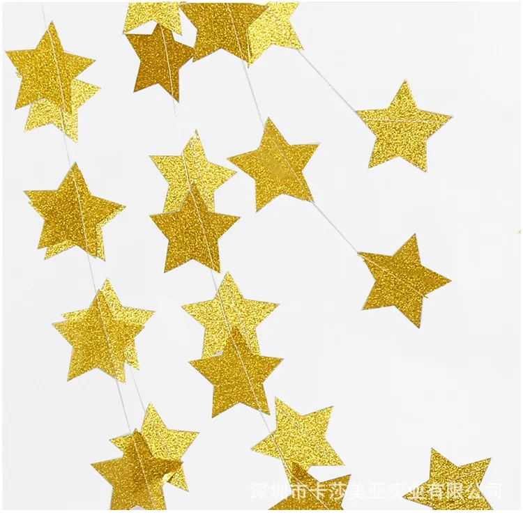 Golden Glitter Star Party Decorations Baby Garland