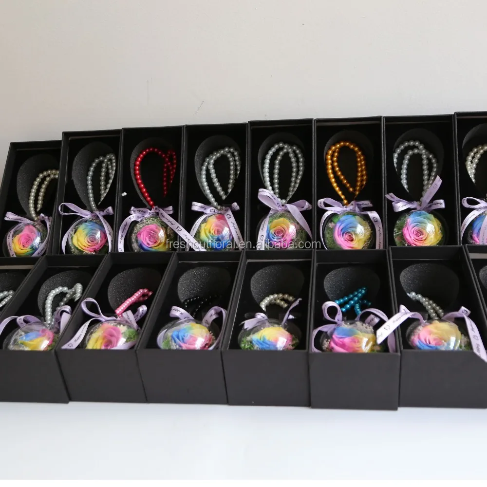 2018 New Product Key Chains Real Natural Preserved Roses In Glass Ball