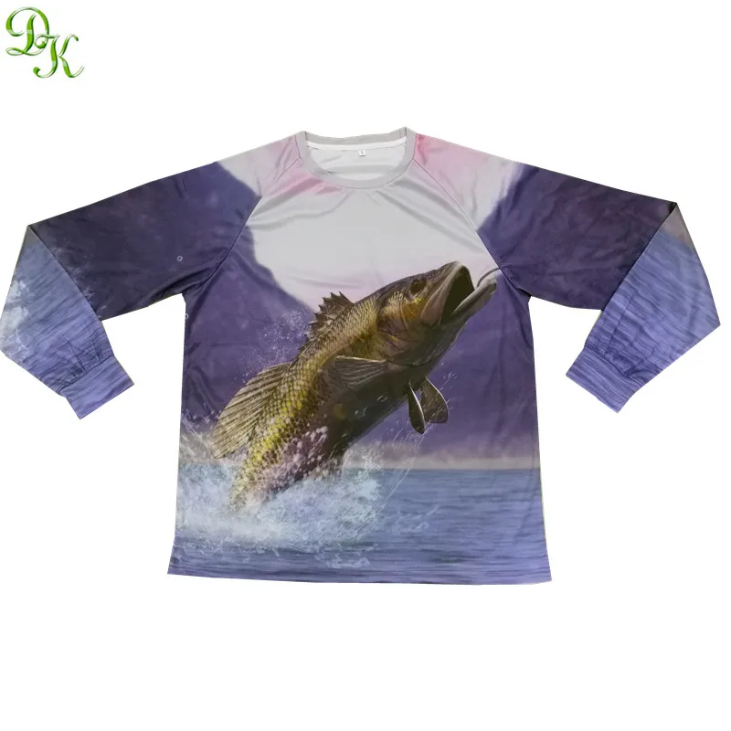 100% polyester uv protection long sleeves fishing shirt 50+