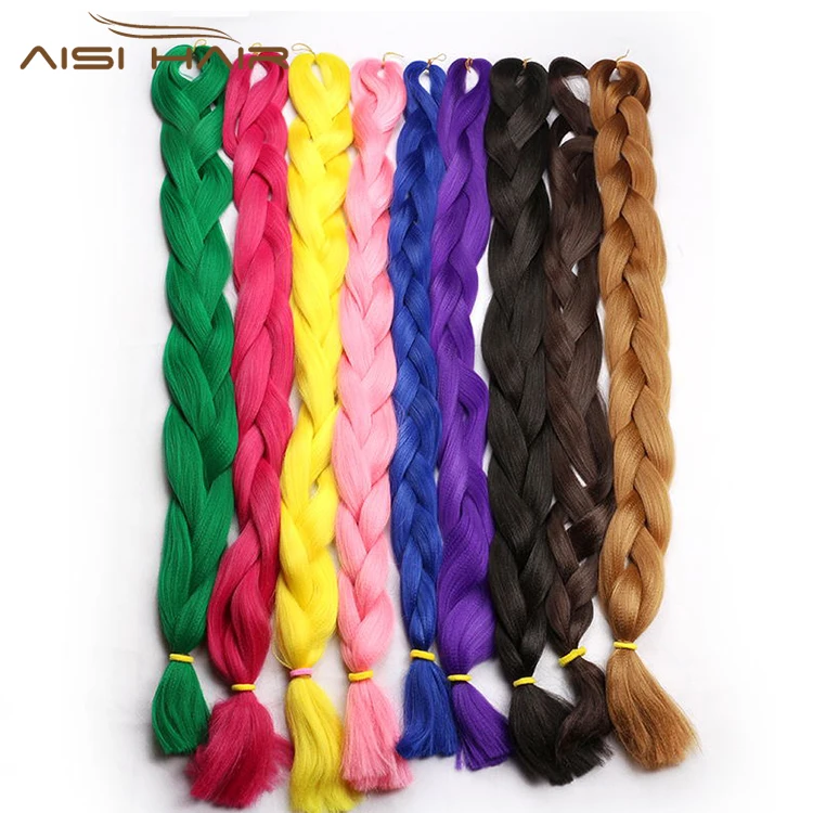 Aisi Hair High Quality 82 inch 165g Braid Hair Heat Resistant Synthetic Fiber Expression Braiding Hair Extension For Black Women