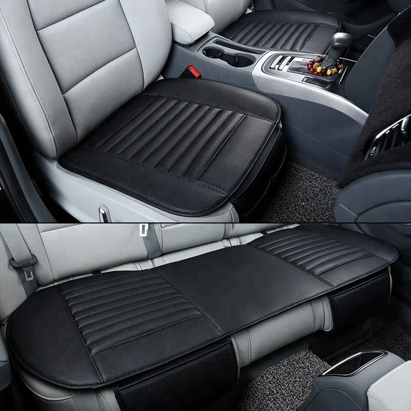 universal car leather anti-skidding seat cushion with pockets 3pcs car seat cushion set