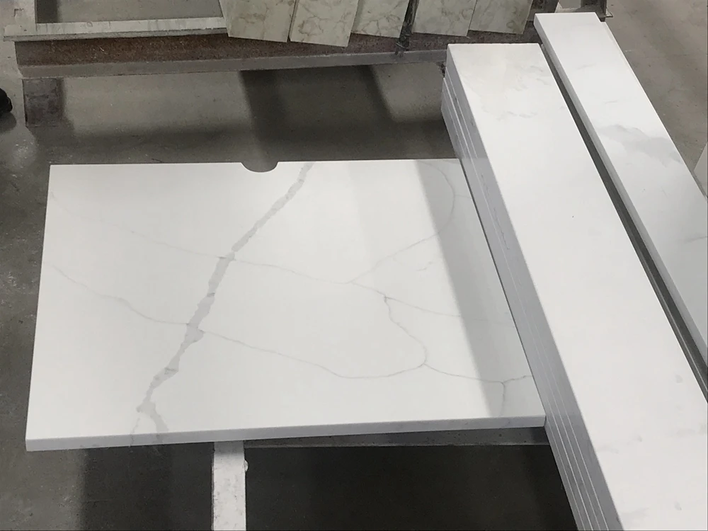 Chinese supplier artificial marble Calacatta white quartz countertop