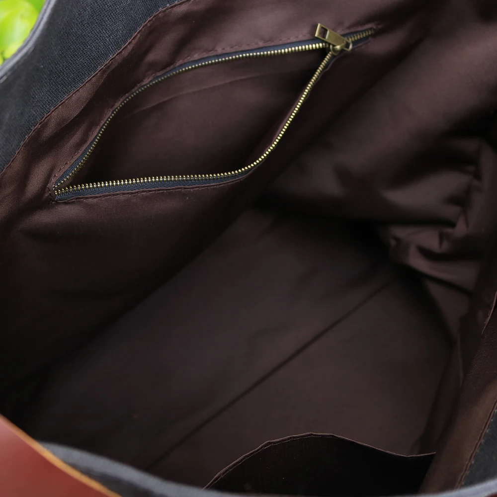 CHANGRONG Custom Large waterproof grey waxed canvas leather shoulder bag for women