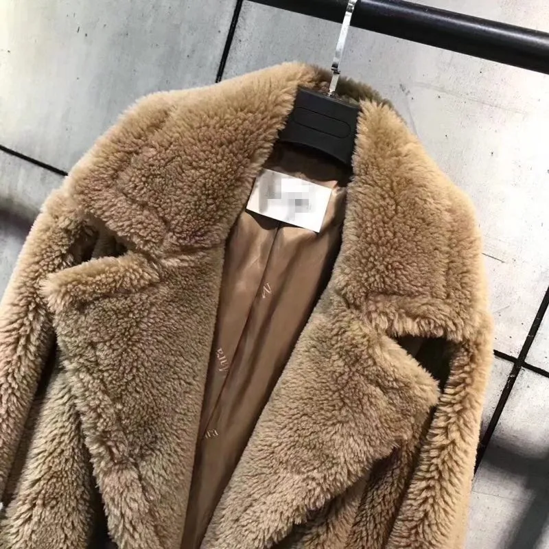 Pink Beiger Khaki Red Women Plus Size Long Thick Single Button 100% Real Mongolian Sheep Lamb Fur Coat