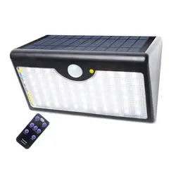 Luz solar LED de noche, Solar Light Outdoor With Remote Control, 60LED Motion Sensor Flood Security Wall Lighting House Warning