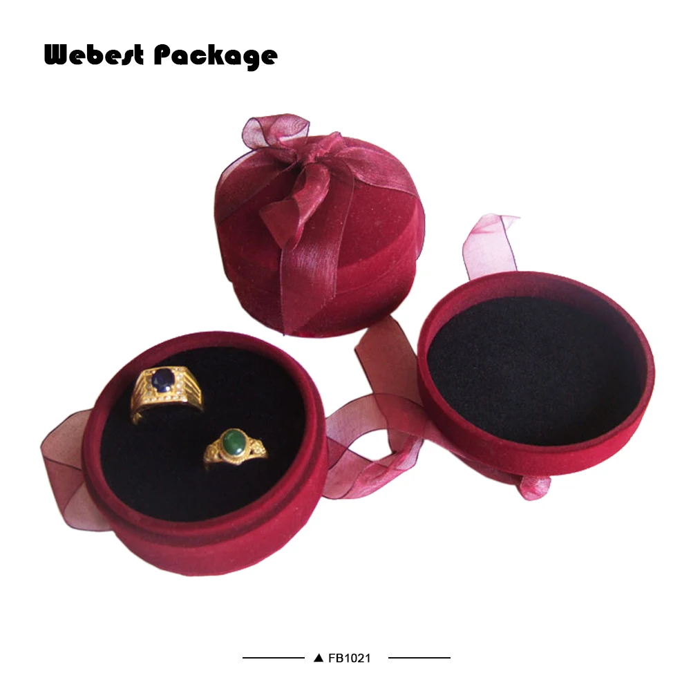 
Webest factory jewelry necklace set velvet red flocking double ring box heart 