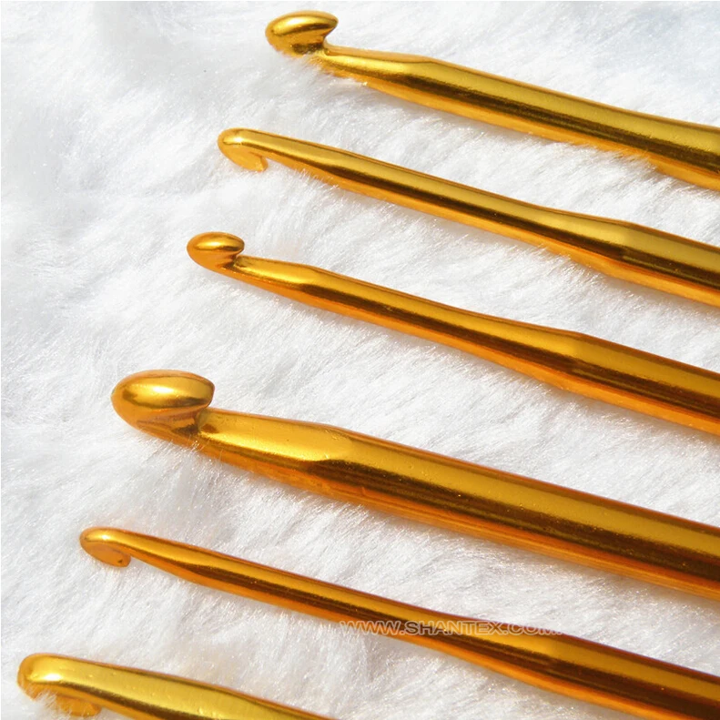Gold Aluminum Twin Crochet Hook needle with 2 Crochet head in 1
