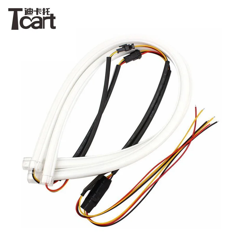  Гибкие неоновые дневные ходовые огни оптом водонепроницаемые 100% 12 В белого цвета для дневных ходовых огней и желтого поворотных