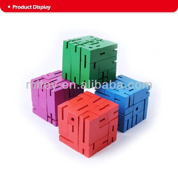 Деревянный кубический пазл скручивающийся робот изготовленный из деревянных кубиков и эластичный