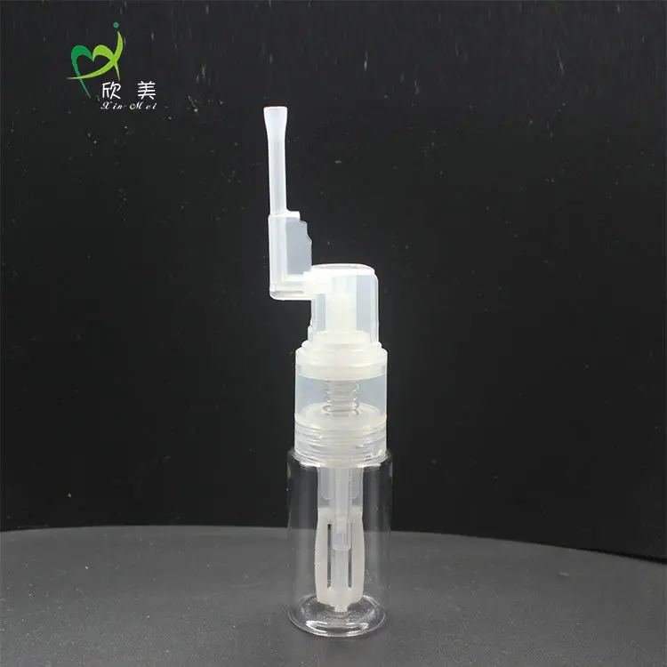Special design 14ml/18ml/25ml/35ml/50ml/60ml PET plastic dry powder glitter spray bottle with long nozzle for talcum powder