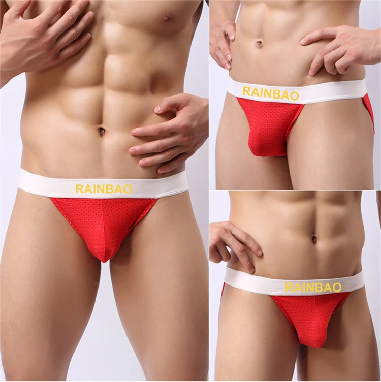Superior quality custom logo string mesh mens thong underwear for sexy bikini man briefs