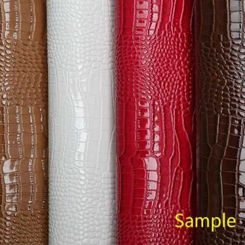 Crocodile Grain Synthetic Leatherette Black Faux PU Leather Upholstery Fabric PVC  foam Leather farics sponge leather