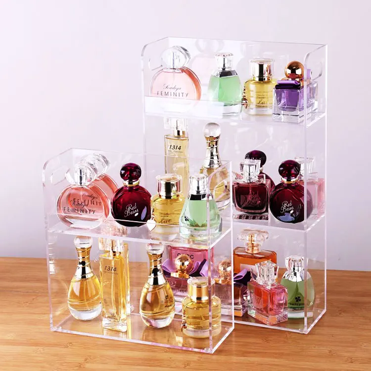 3 Layer Clear Counter Acrylic Display Stand For Perfume Bottle