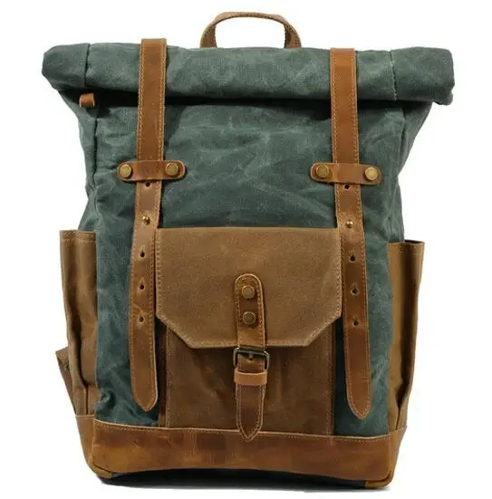 F9108 Backpack Bags Laptop Backpacks Waxed Canvas Back Pack Water Resistant Oil Canvas Polyester Vintage Travel Bagpack Zipper