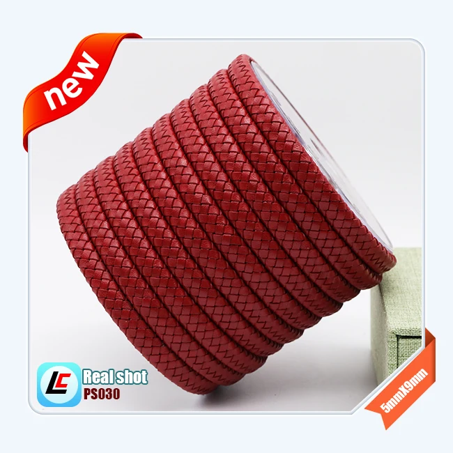 
3.5*8 Mm Plain Braiding Genuine Flat Cowhide Leather Rope For Jewelry Making 