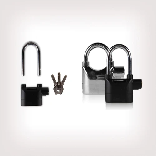 ALARMED LOCK SIREN PADLOCK MOTORBIKE ALARM LOCK BIKE SHED GARAGE GATES SECURITY