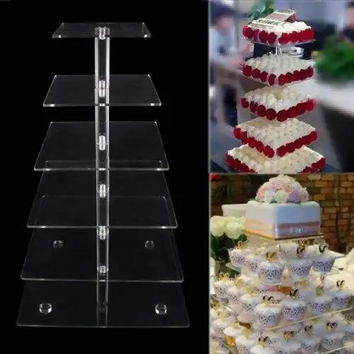 Clear square 7 tiers acrylic cupcake display stand/holder