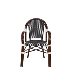 All-weather french style outdoor rattan dining arm bistro chairs