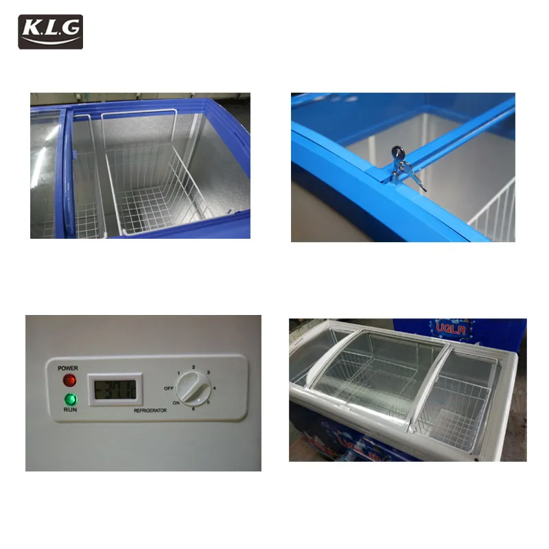 SD-158Y Double temp. refrigerator showcase Commercial resistance top open glass  freezer