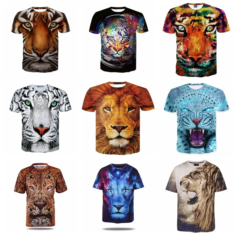 Diy Custom Cool Psychedelic Rock Crew Neck T Shirt All Over Sublimation 3d Animal Printed T-Shirt 3d Printing Men T Shirt