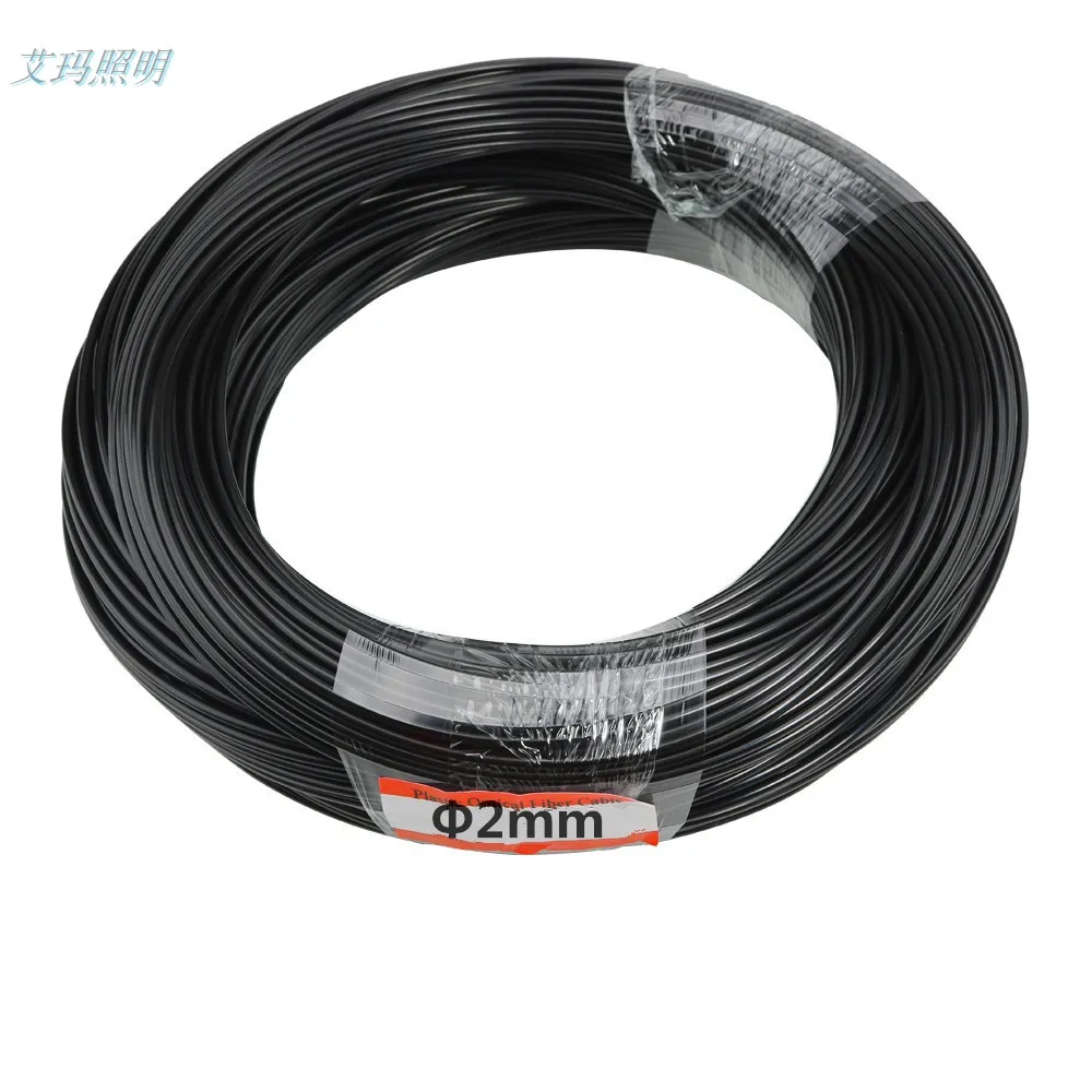 6mm solid core end glow optical fiber with PE black protect cover