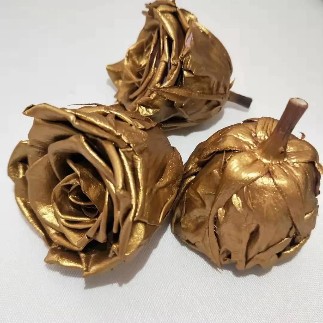 Yunnan AAA grade metallic color rose wholesale preserved rose gold dipped rose