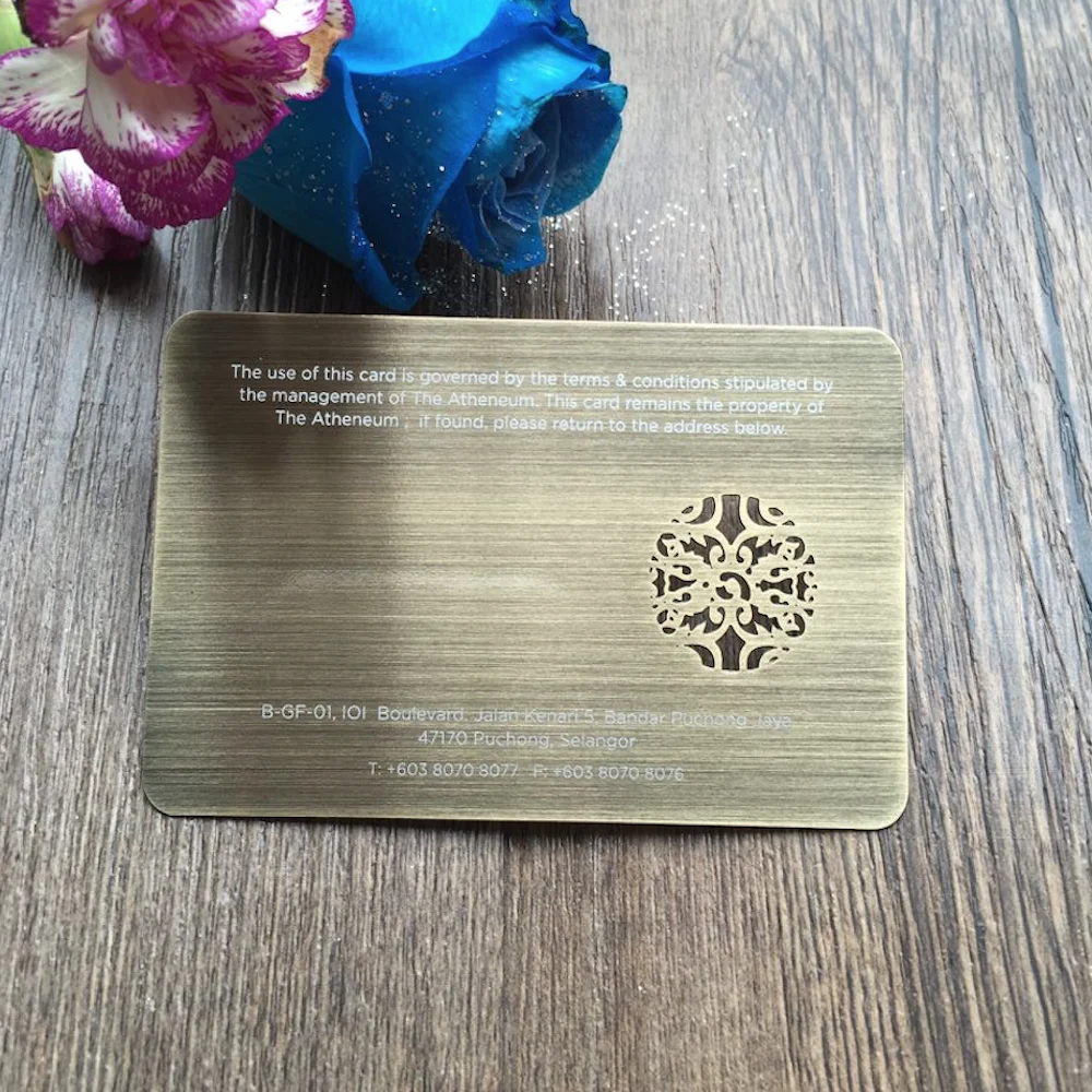 rose gold metal business card