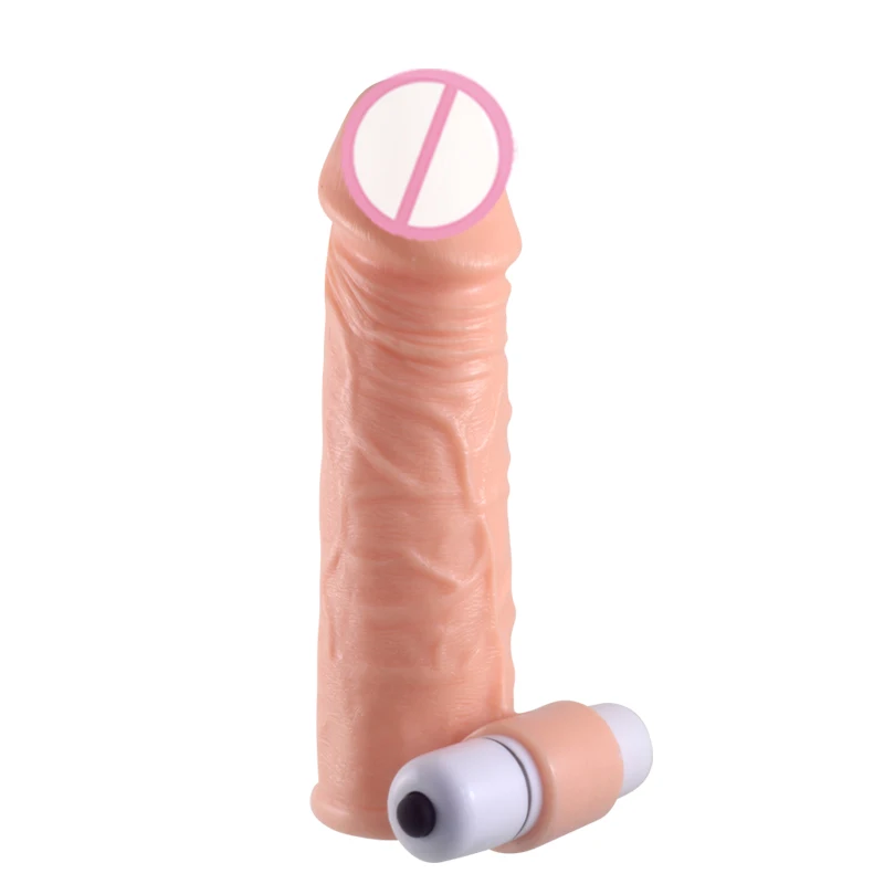soft silicone vibrating male realistic penis sleeve extender