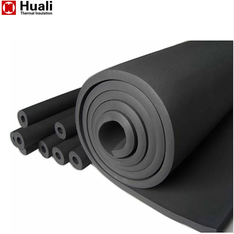 flexible thermal insulation fireproof class 1 rubber foam roll nbr/pvc sheet for air conditioner duct