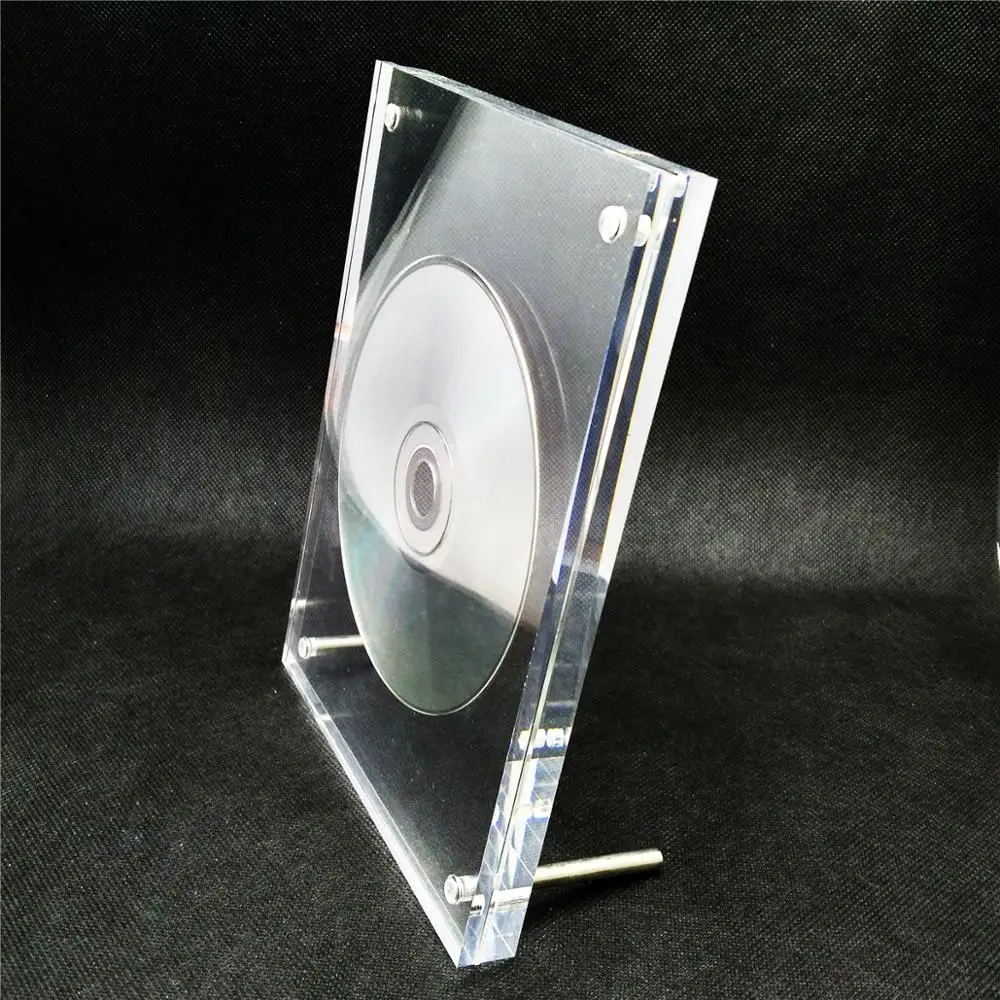 Multifunctional Clear Magnetic Acrylic Photo Frame Customized CD Holder Eco-friendly CNC Cut