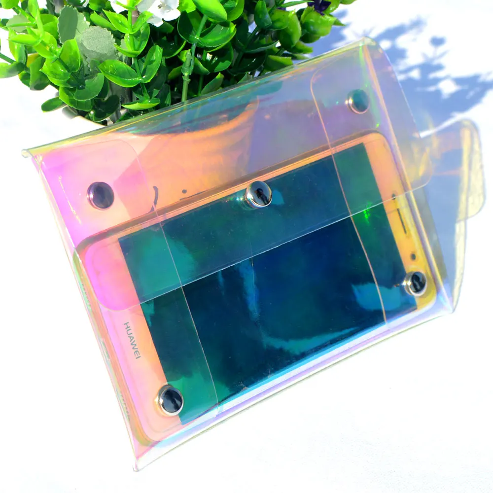 Голографическая лазерная прозрачная сумка-клатч, летний прозрачный кошелек