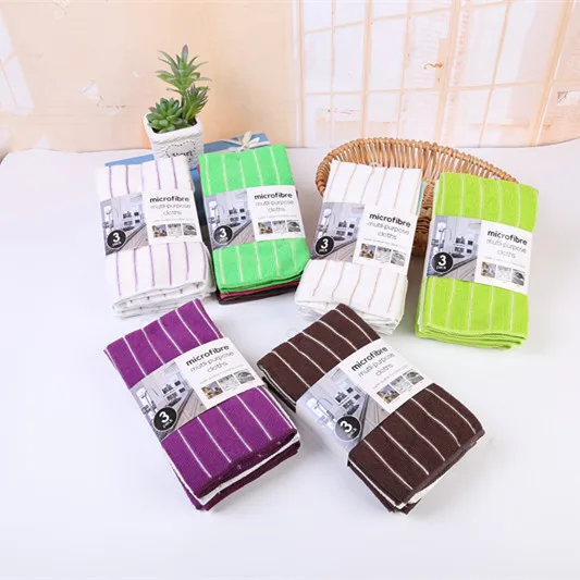 Large Thick Stripes Weave Kitchen Clean Rags Microfiber Drying Towel Wiping Cloth