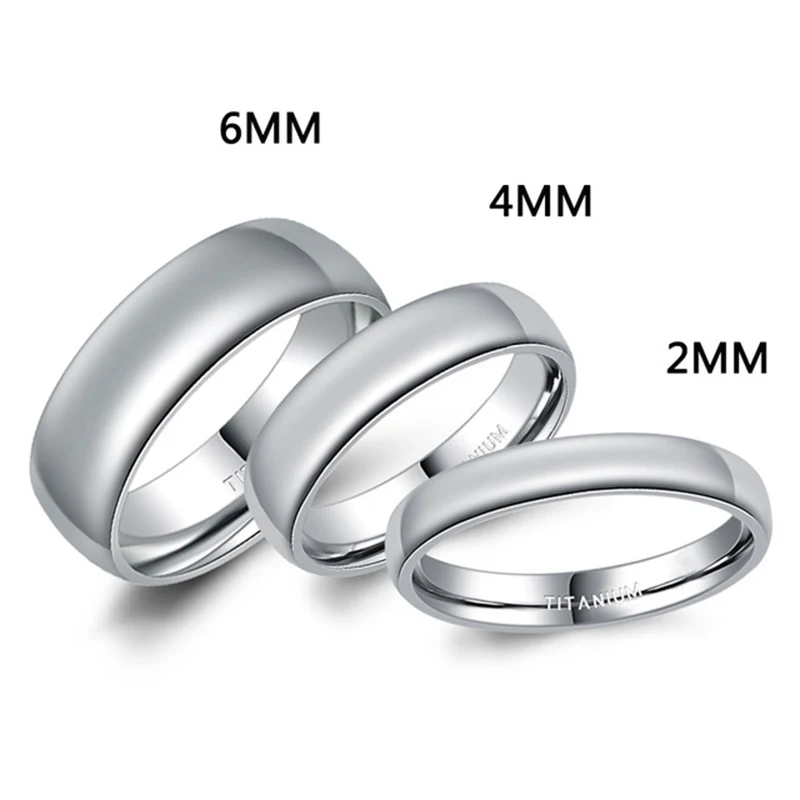 2mm/4mm/6mm Polished Silver Titanium Ring Women Smooth Wedding Band Minimalist Simple Stacking Rings Female Fashion Jewelry
